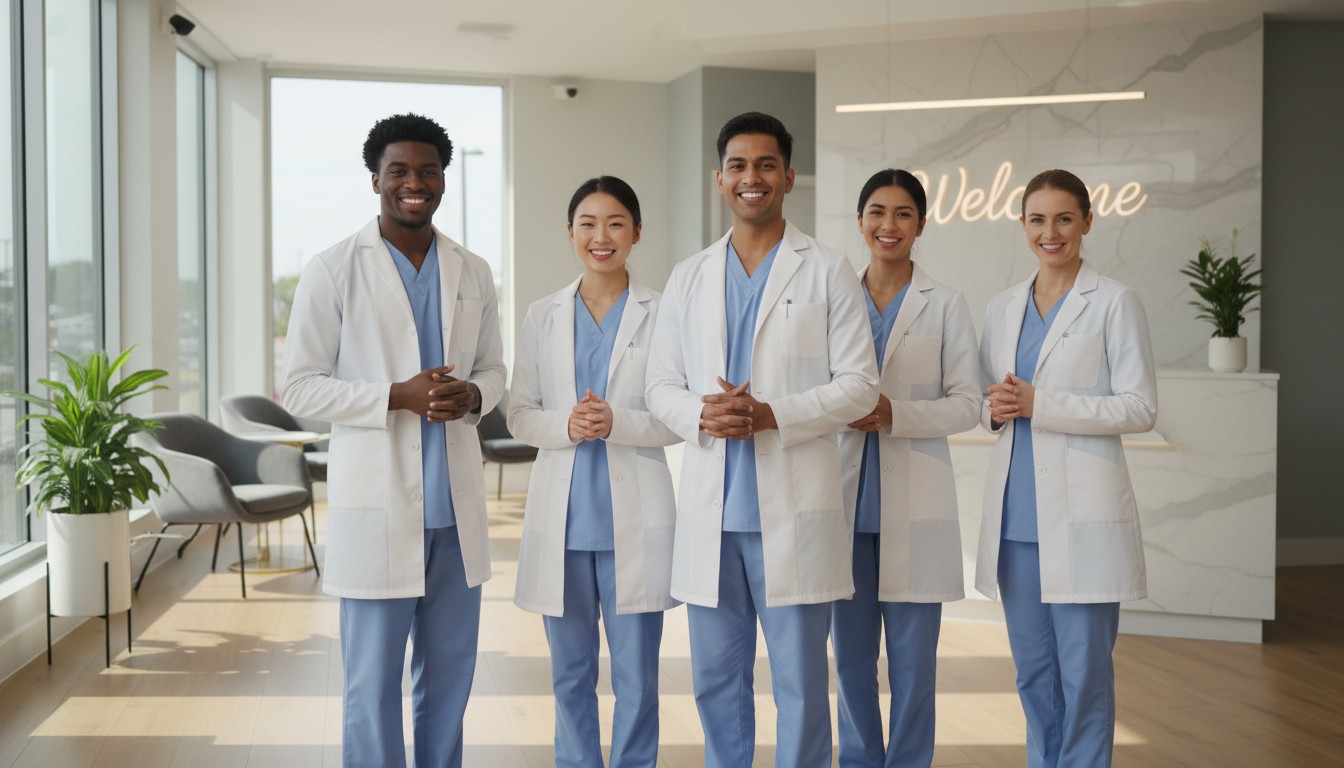 Friendly dental reception team welcoming patients at Dental 32 Fresh Smiles